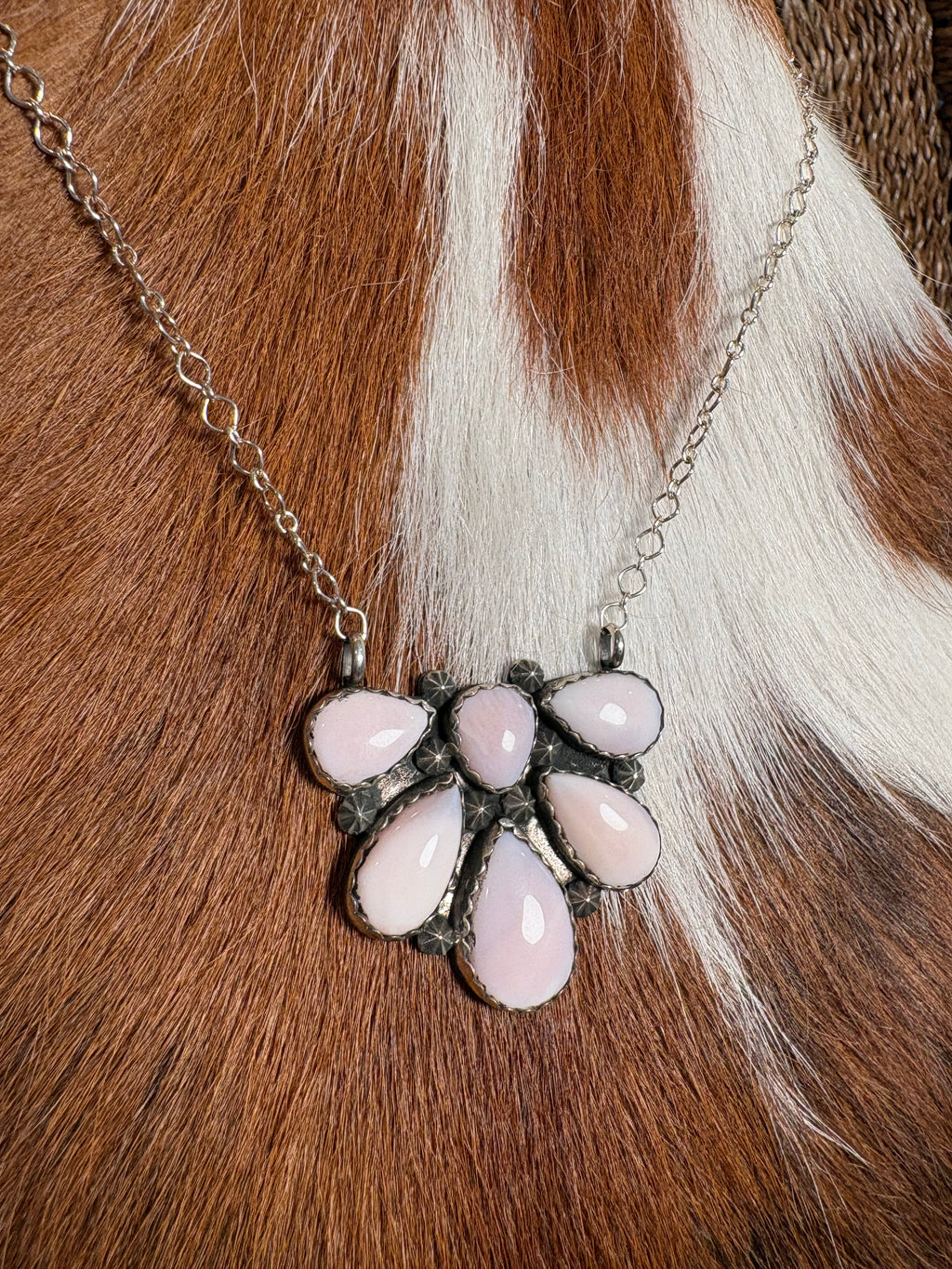 Sterling Silver Pink Opal Necklace