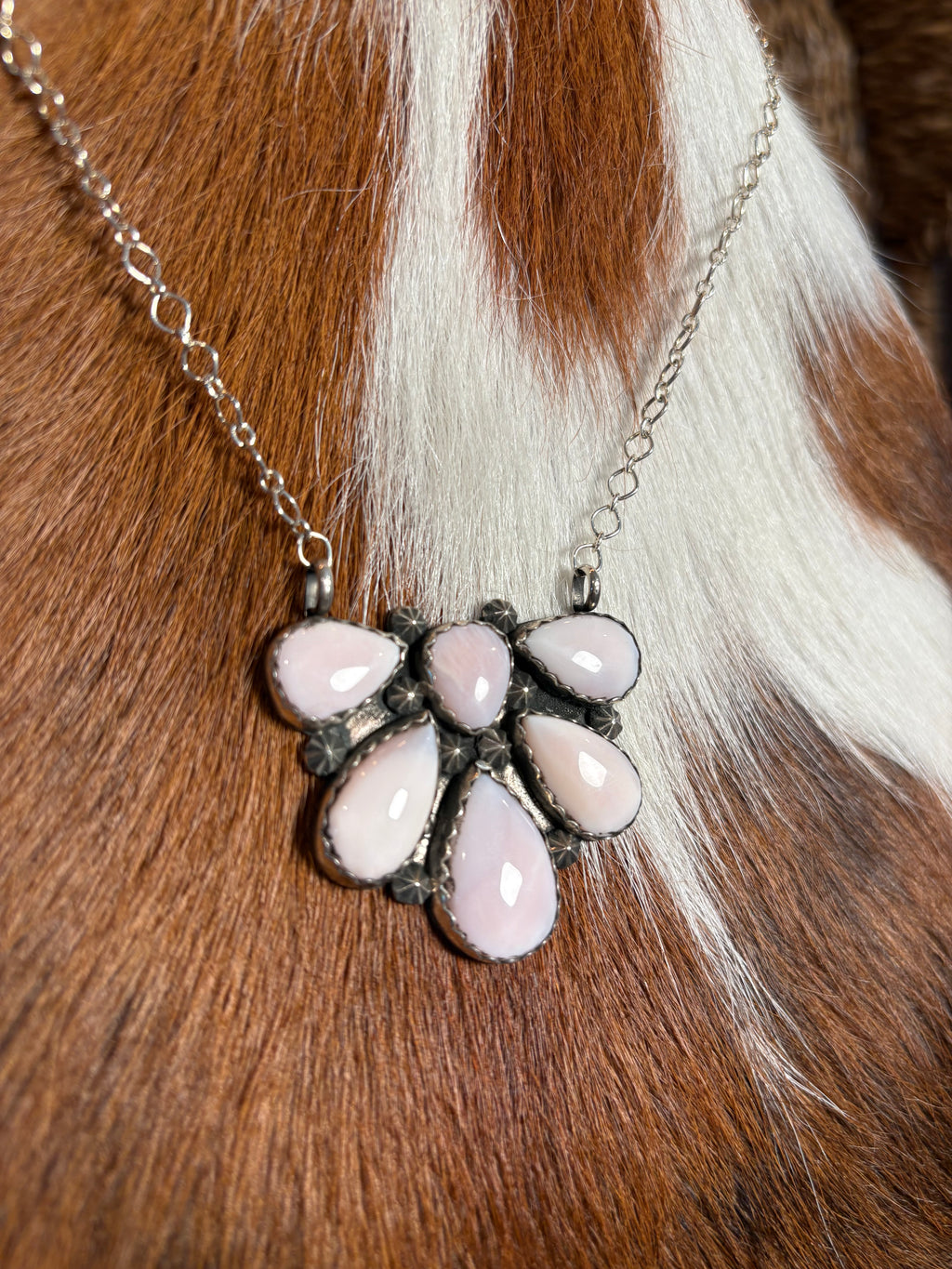 Sterling Silver Pink Opal Necklace