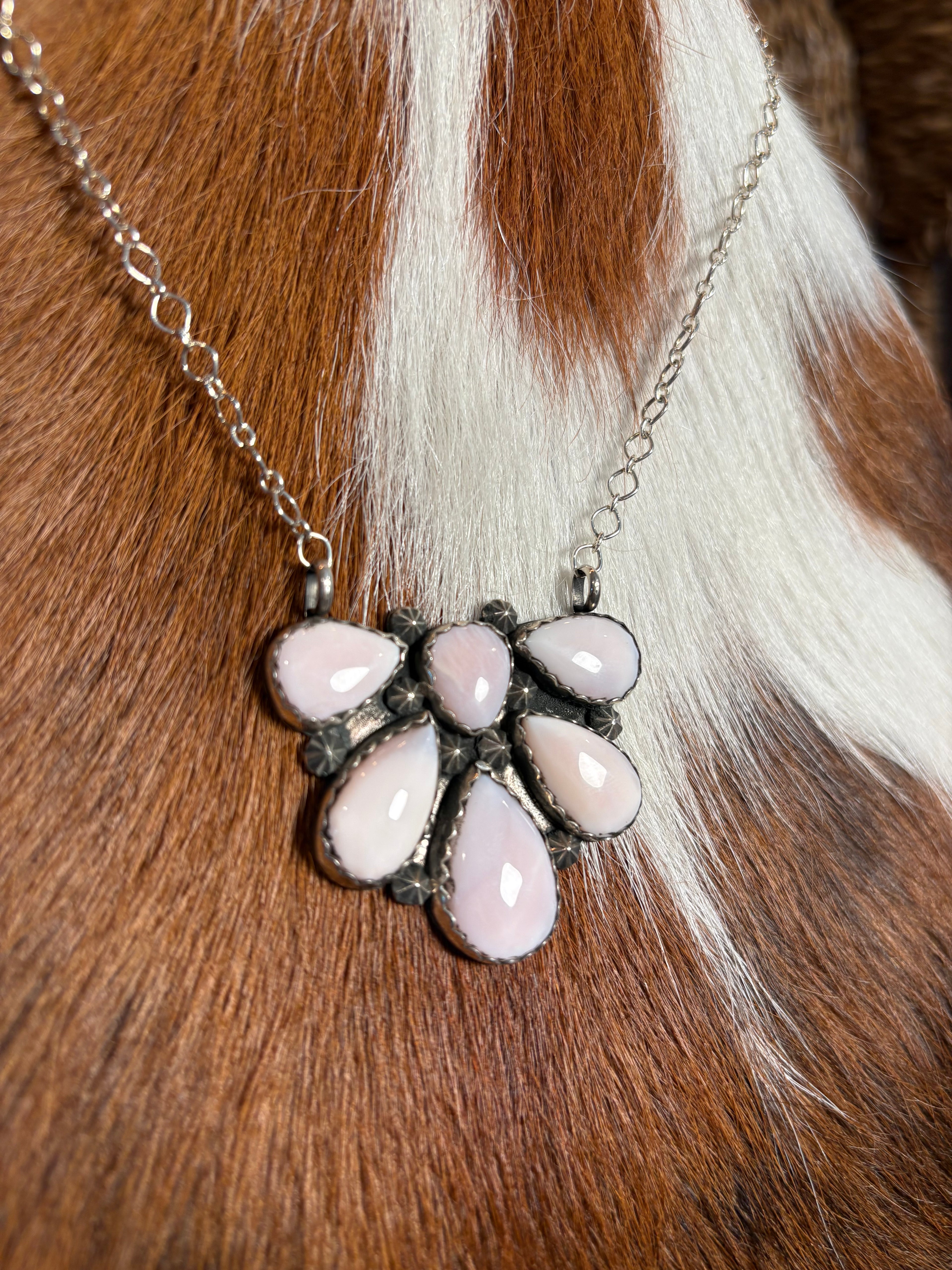 Sterling Silver Pink Opal Necklace