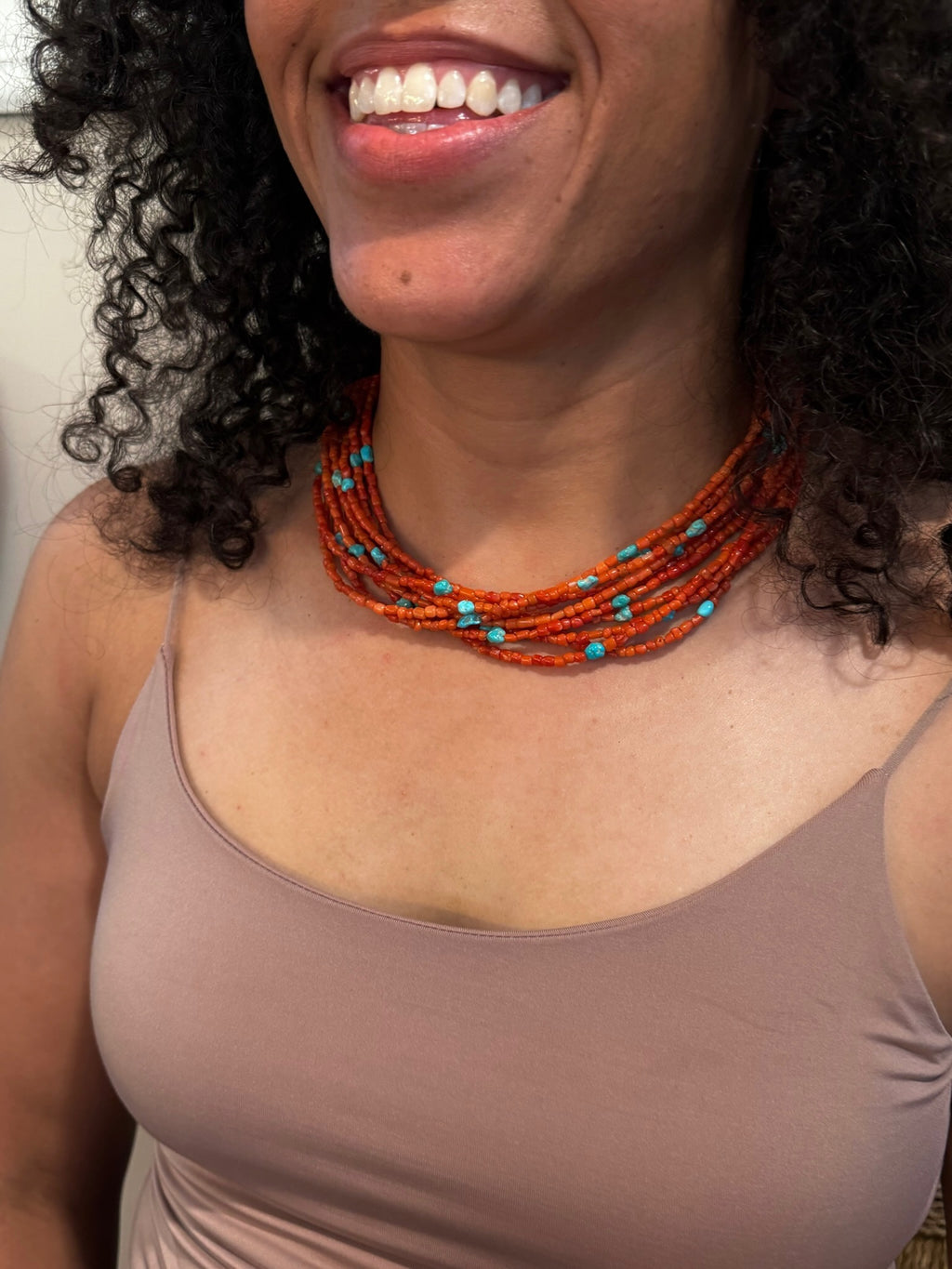 Sterling Silver Spiny & Turquoise Bead Necklace
