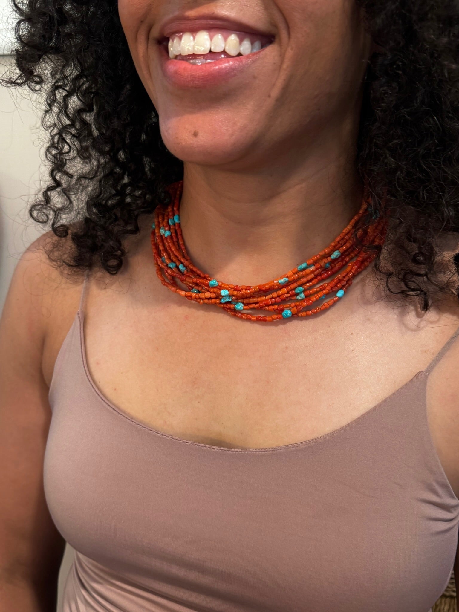 Sterling Silver Spiny & Turquoise Bead Necklace