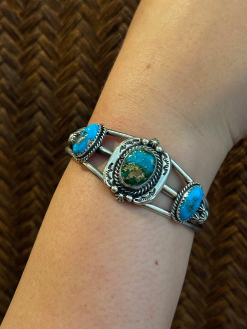 Sterling silver kingman cuff